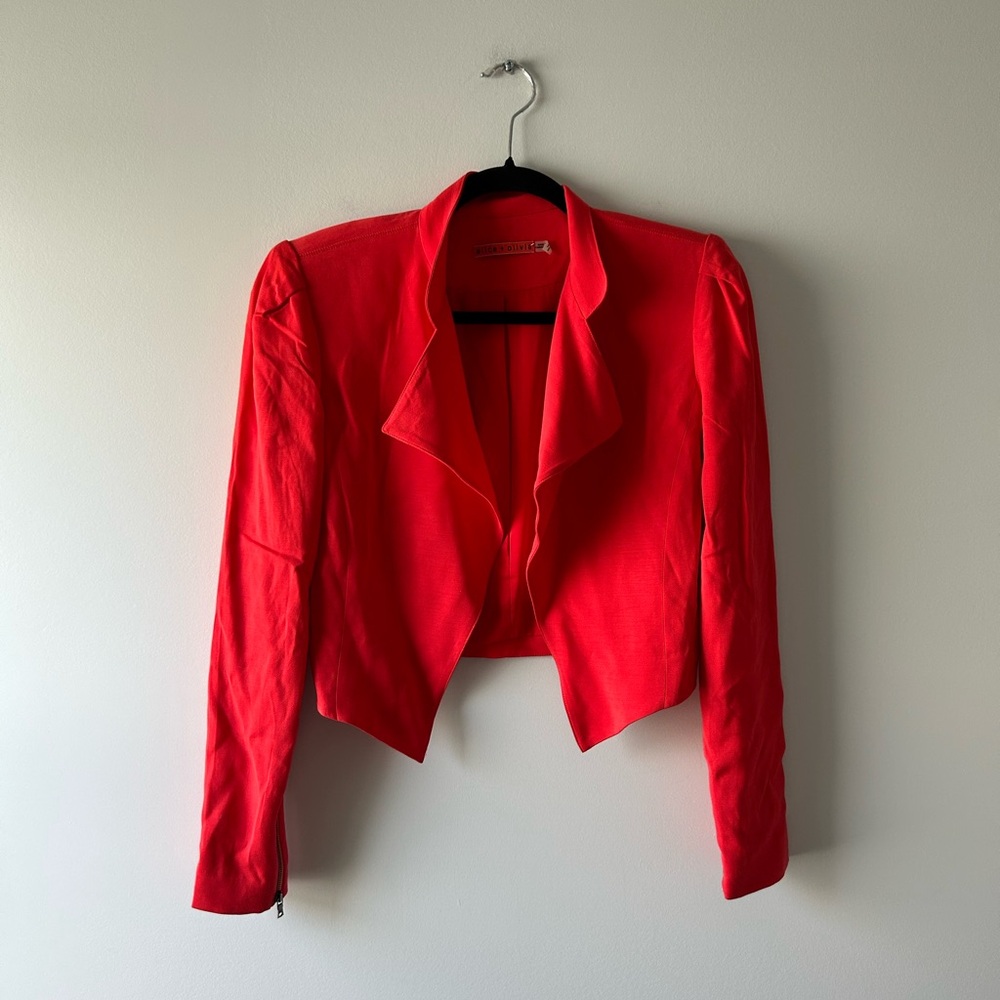 Alice + Olivia red cropped blazer jacket